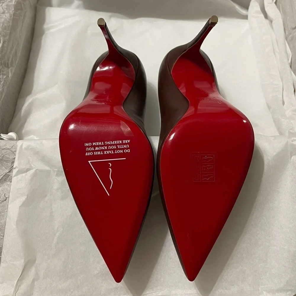 Christian Louboutin Kate 100mm. Napa lux supple leather chocolate brown EU37 - Picture 11 of 12